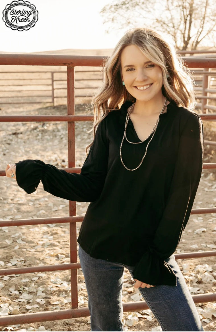 Black Ruffle Long Sleeve