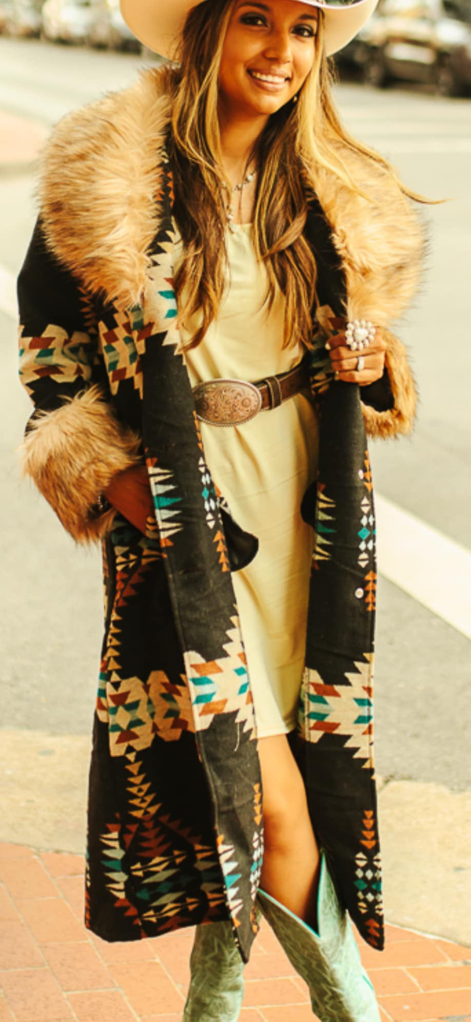 Fur Lined Aztec Coat